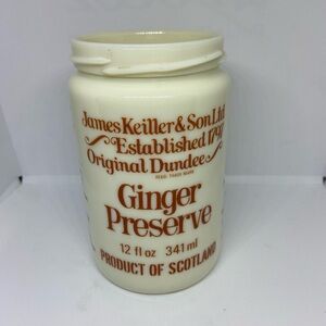 Vintage James Keiller & Son Ltd. Ginger Preserve Jar Crock Dundee Milk Glass